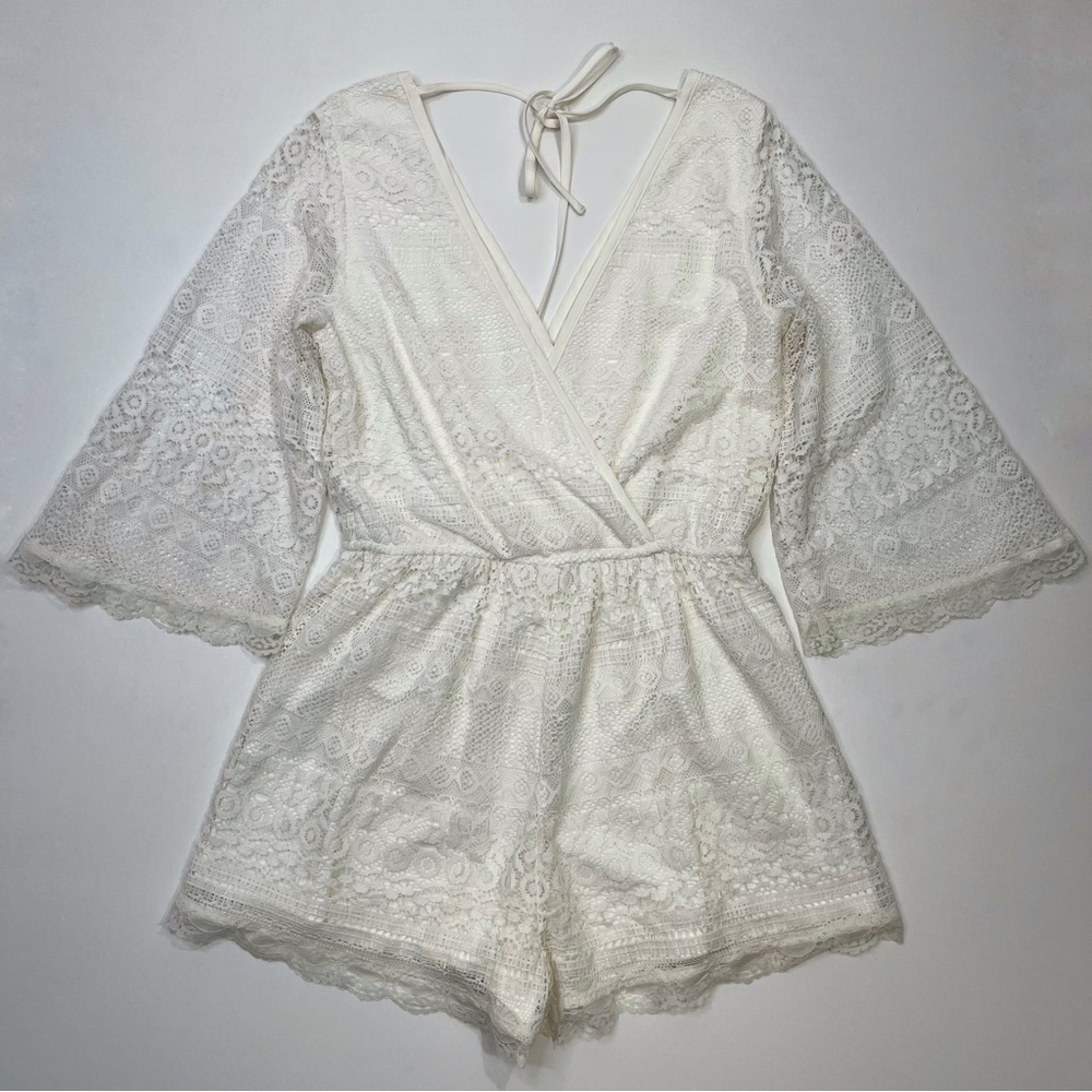 Band of Gypsies Ivory Lace Boho Romper Size M Medium